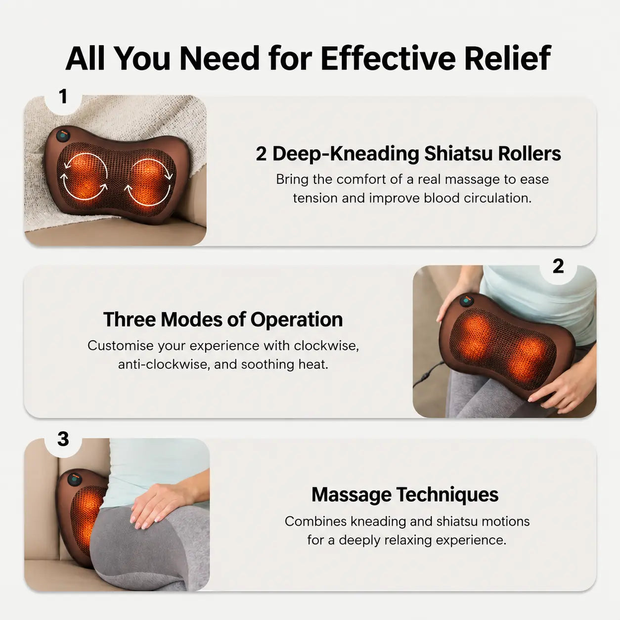 BLINKADDA™ Relaxation Massage Pillow | Shiatsu Neck & Back Massager
