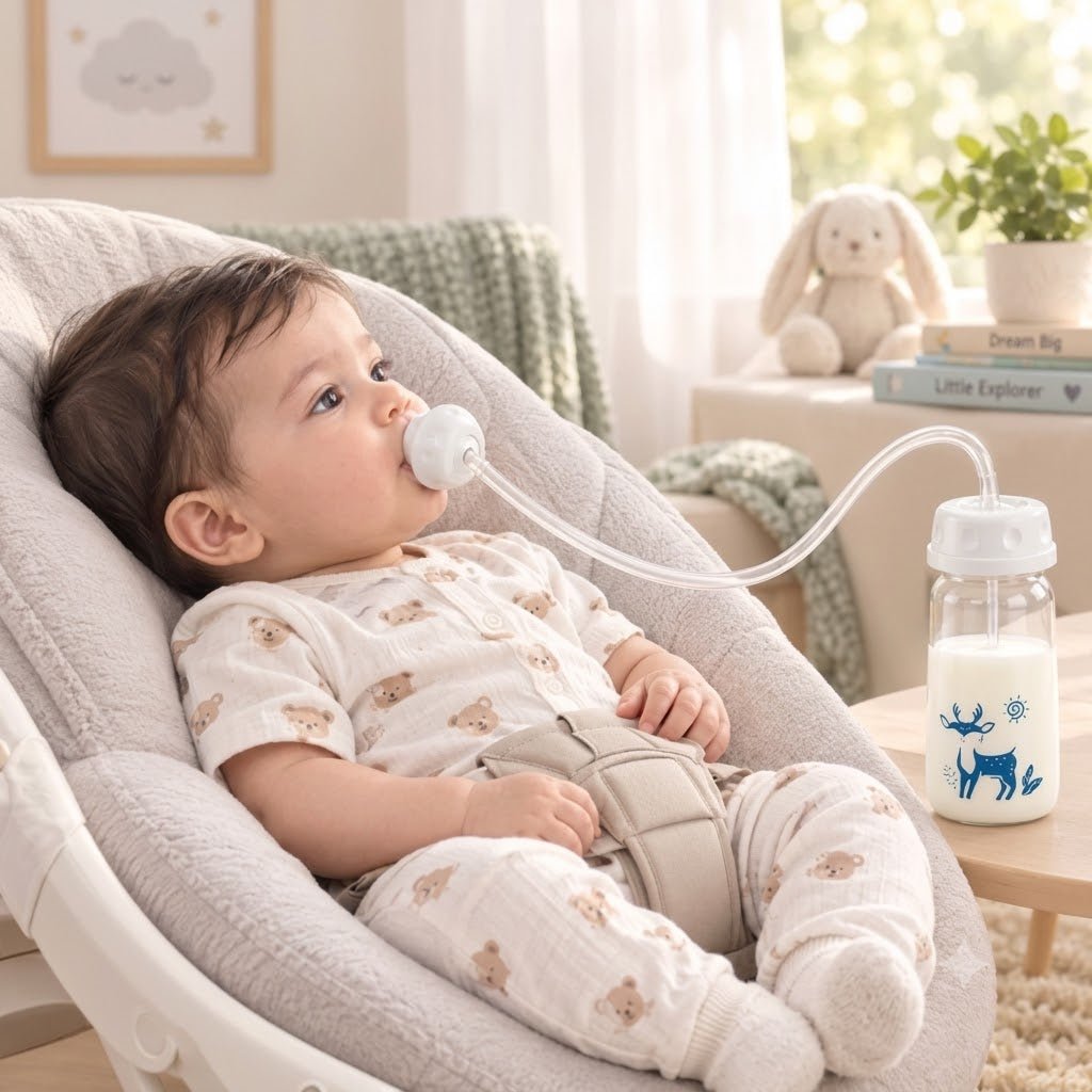 BLINKADDA™ Hands Free Baby Bottle with Gravity Straw 240ml | Anti-Colic, Anti-Gas | BPA Free