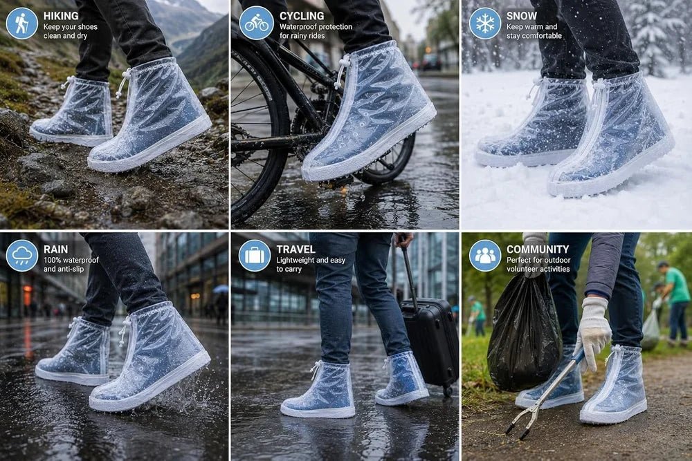 Reusable Waterproof Silicone Shoe Covers (Pack of 2)